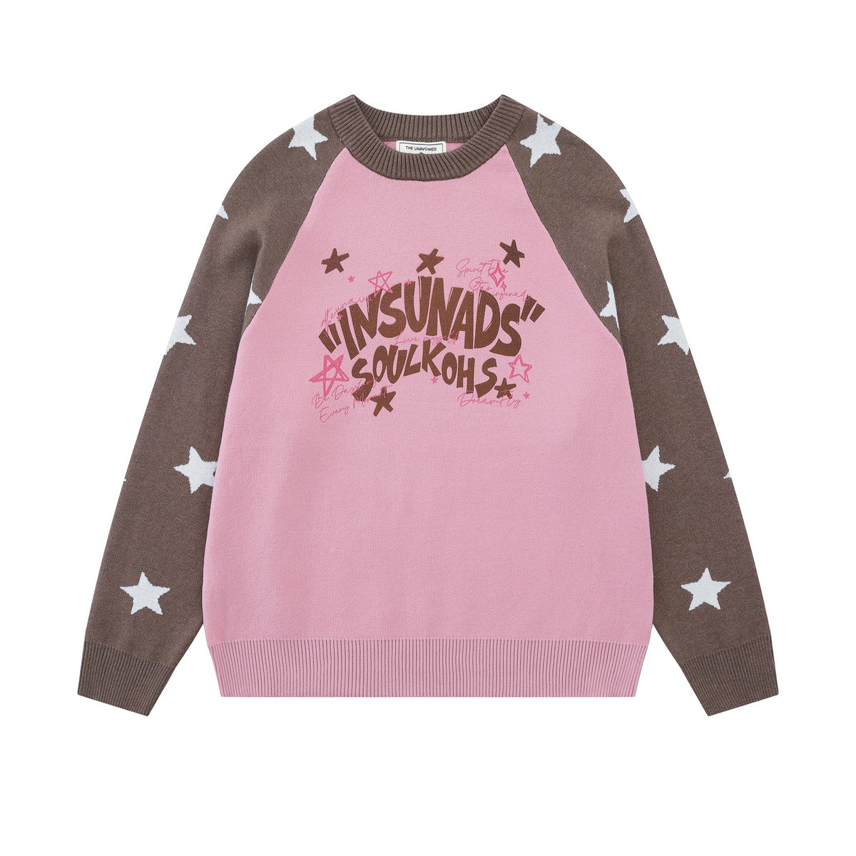 Shoulder inserted star jacquard sweater