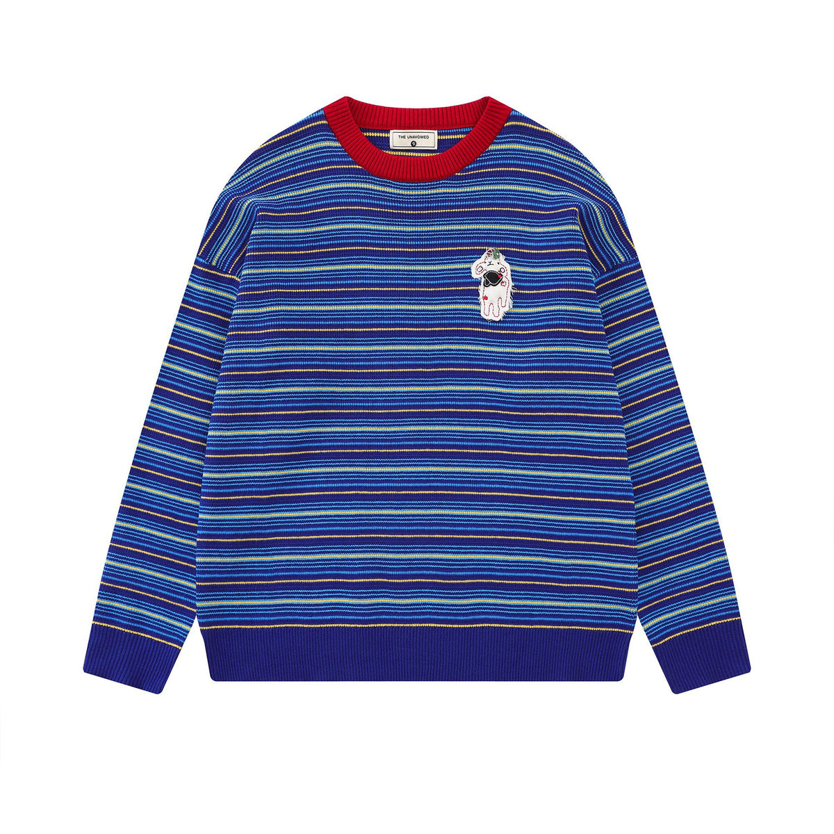 Striped puppy embroidery design sweater