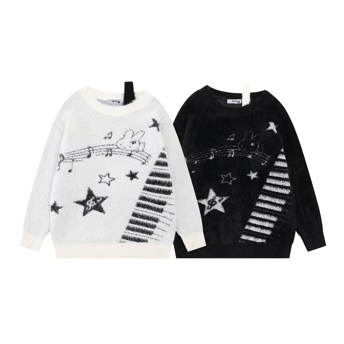Piano keyboard jacquard design sweater