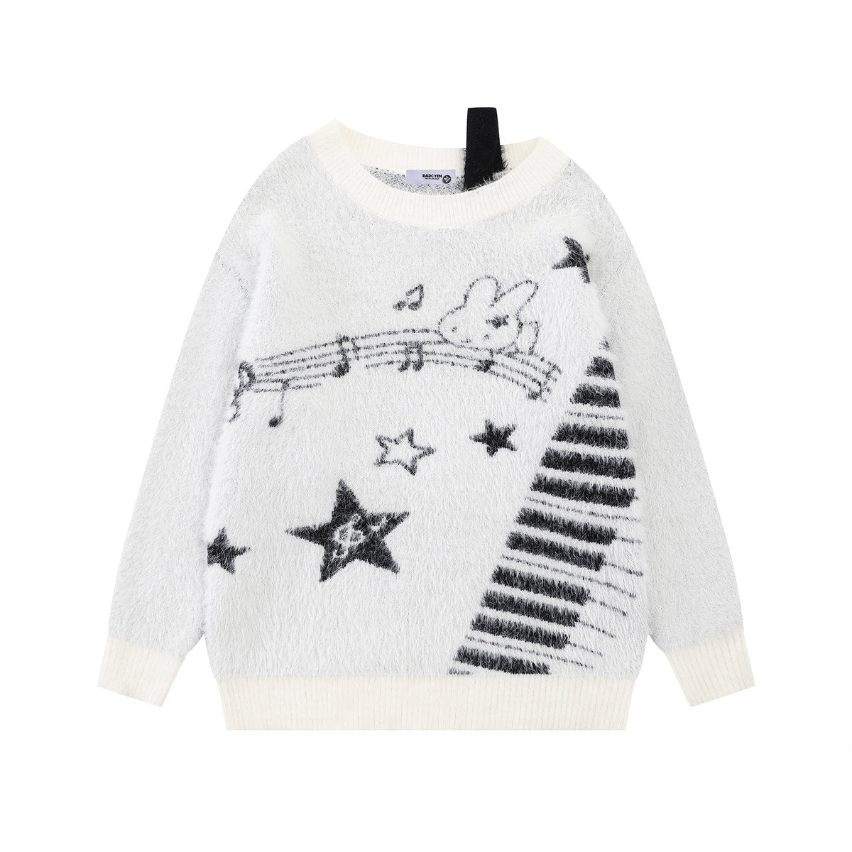 Piano keyboard jacquard design sweater