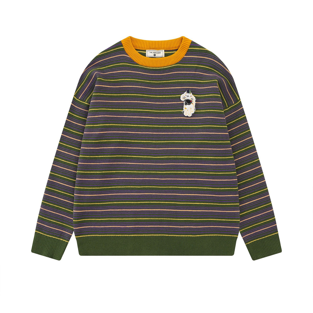 Striped puppy embroidery design sweater