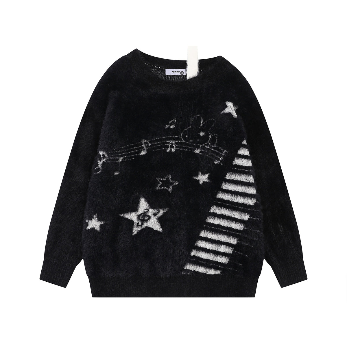 Piano keyboard jacquard design sweater