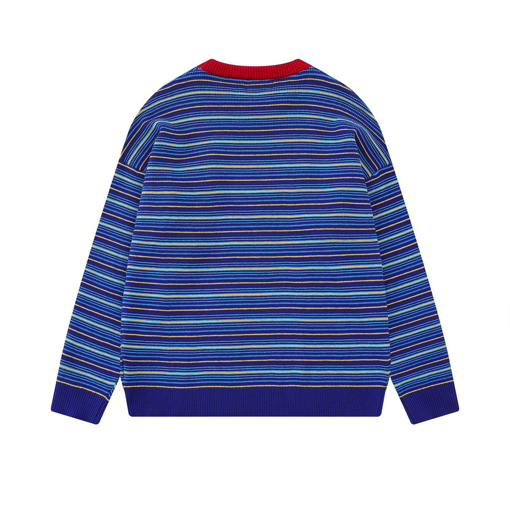 Striped puppy embroidery design sweater