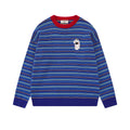 Striped puppy embroidery design sweater