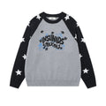 Shoulder inserted star jacquard sweater